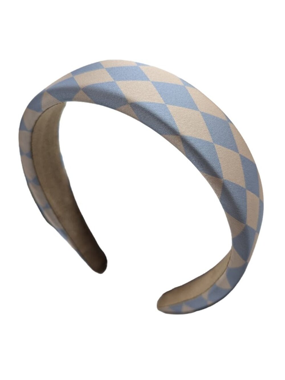 Blue and Cream Diamond Checkered Headband